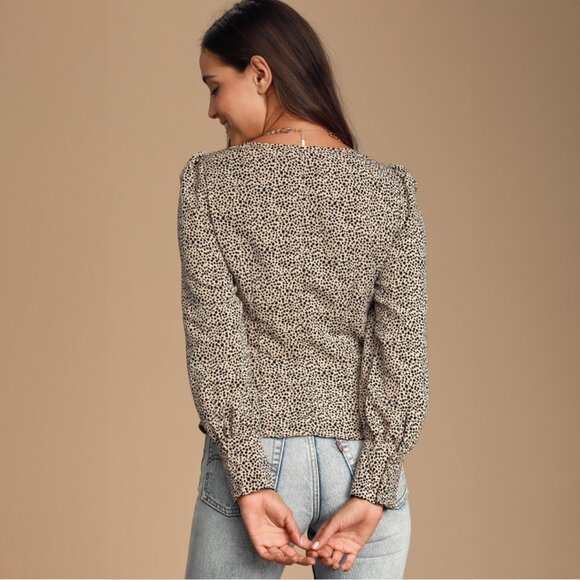 Cheetah-Print Long Sleeve Button-Up Top from Lulus - Size Medium - Picture 5 of 11